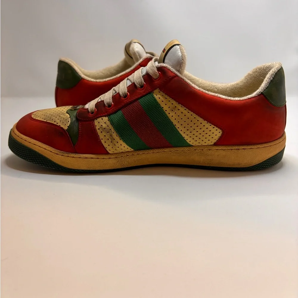Gucci Red and Green screeners Leather Sneakers